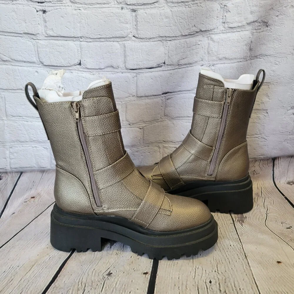 GUESS Women's Valicia Lug Sole Buckle Boots - Picture 2 of 8